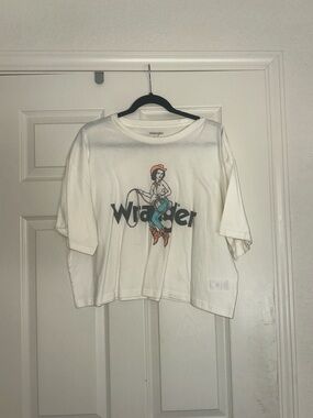 Wrangler White Tee with Cowgirl Graphic